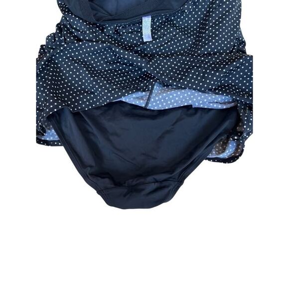 Lane Bryant Black & White Polka Dot Ruched Halter Bathing Suit - Size 18 - Picture 10 of 13